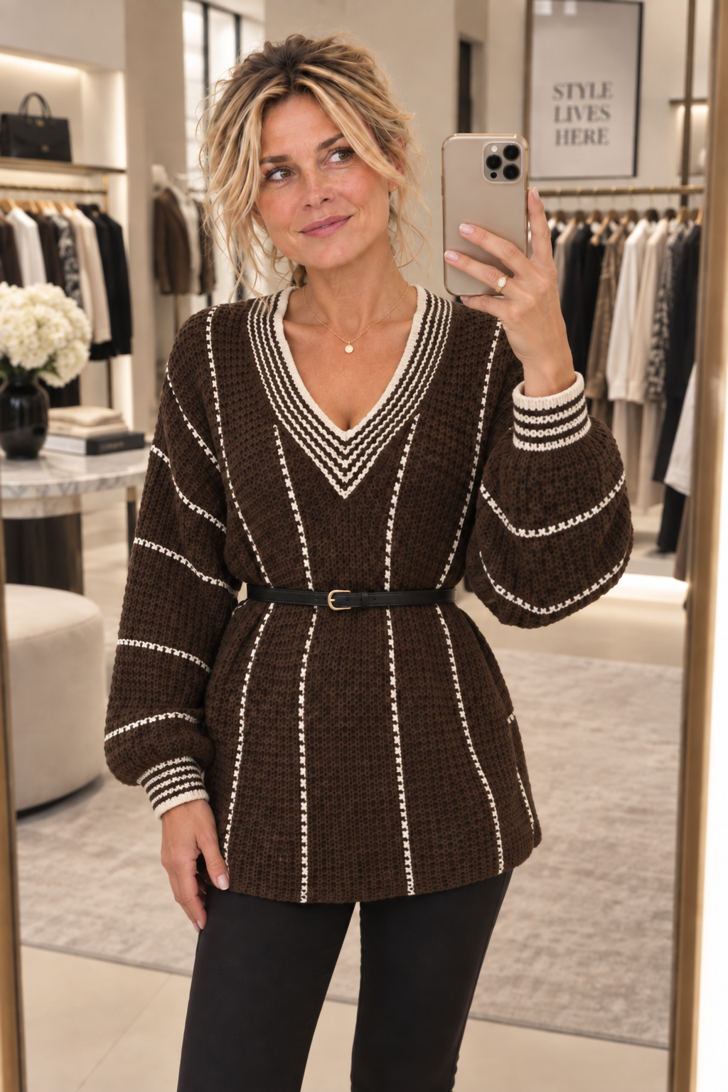Pull en maille col V Célia pour femme