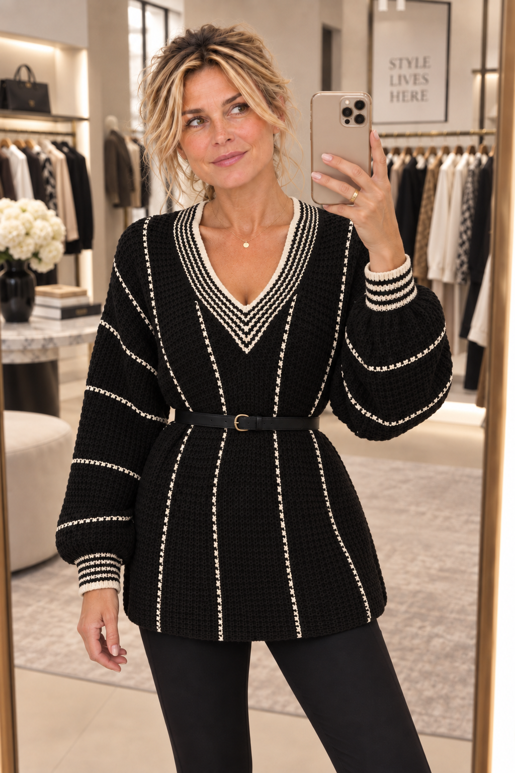 Pull en maille col V Célia pour femme – vue 2