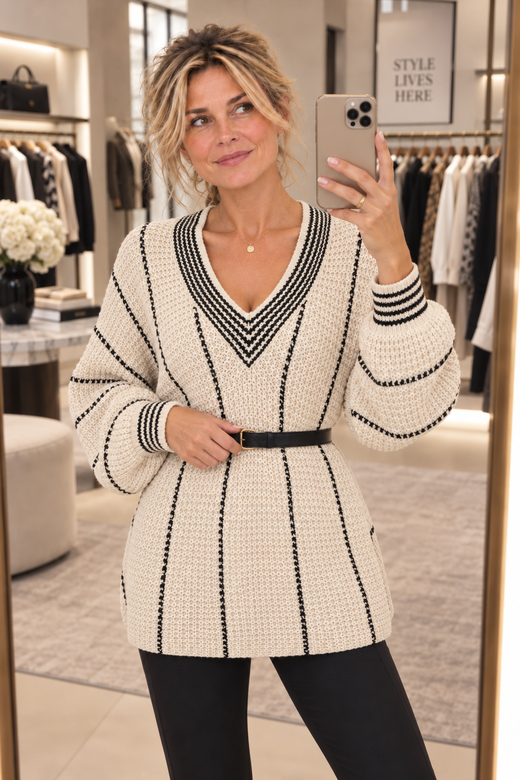 Pull en maille col V Célia pour femme – vue 3