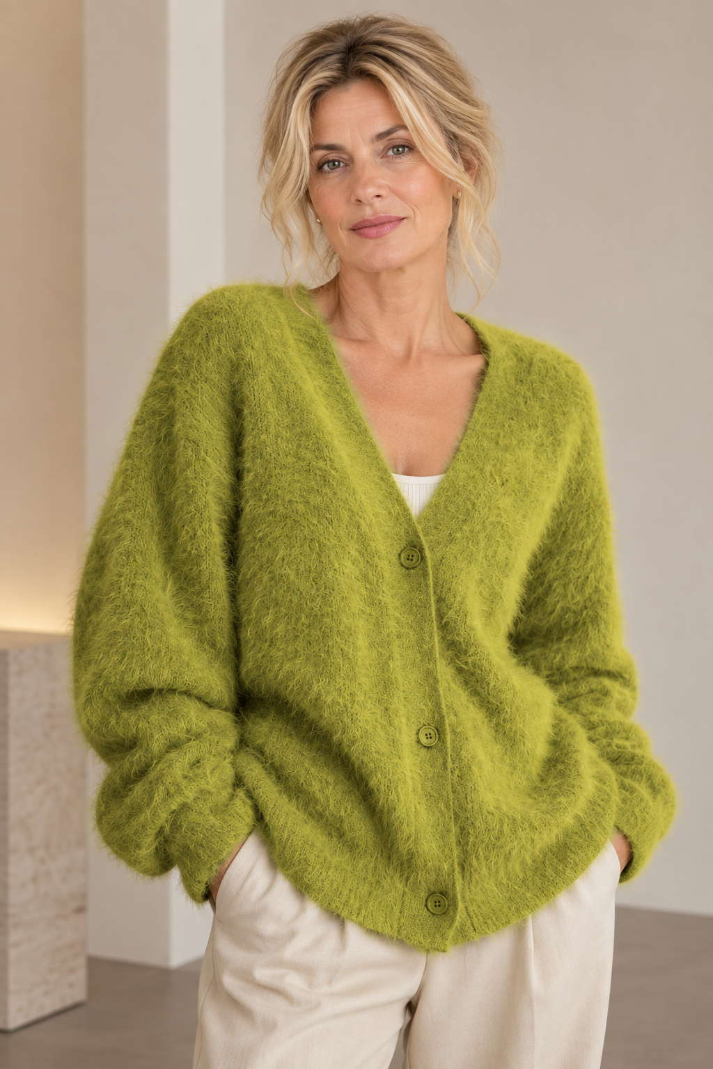 Cardigan Louise en maille douce col V pour femme – vue 4