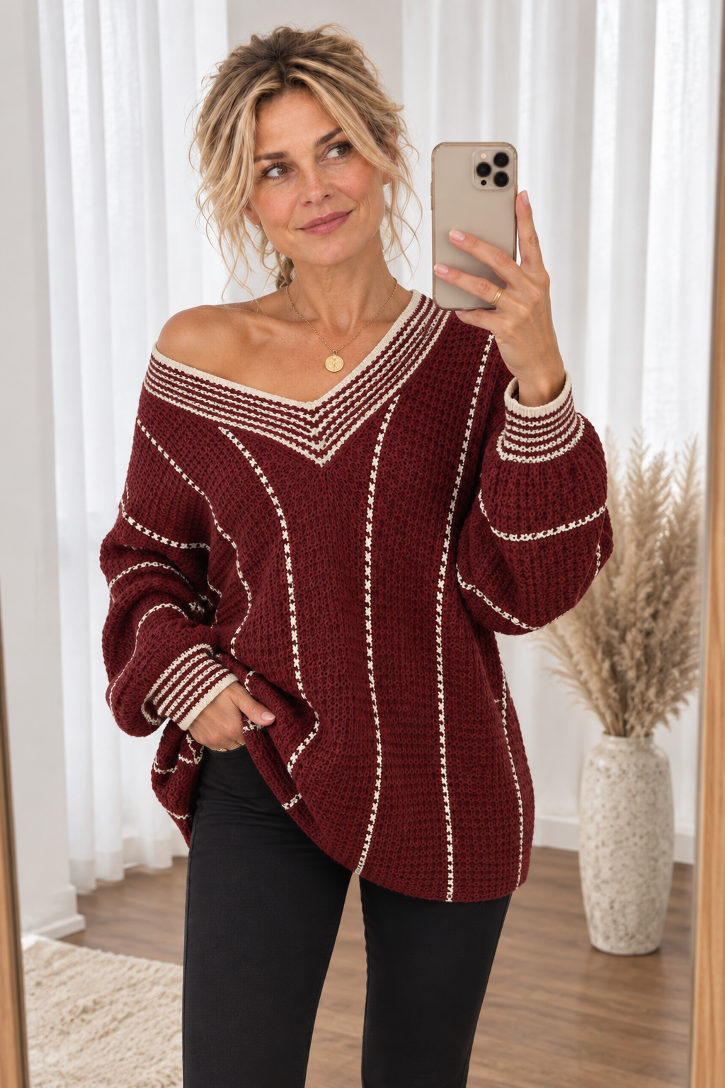 Pull en maille col V Célia pour femme – vue 4