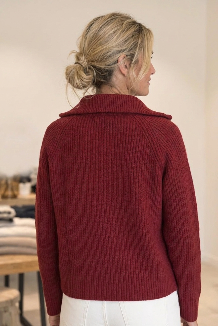 Pull zipper en laine